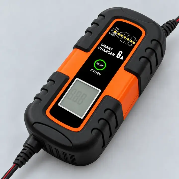 Цілий Smart Charger під кутом на світло-сірому тлі, екран без підсвічування