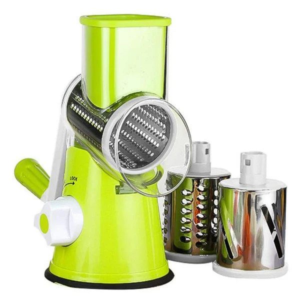 Ручна овочерізка Kitchen Master з 3 барабанами, зелена — 2062 — оригінальне фото товару
