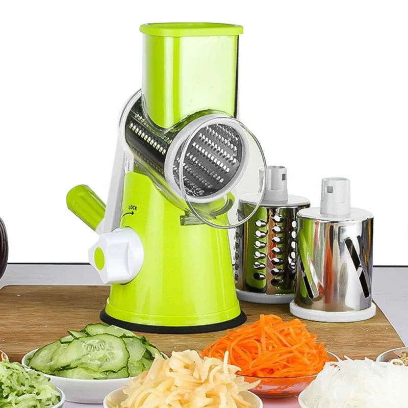 Ручна овочерізка Kitchen Master з 3 барабанами, зелена — 2062 — оригінальне фото товару