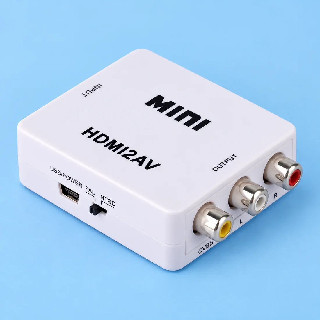Перетворювач MINI HDMI2AV: HDMI → RCA AV, PAL/NTSC — товар у студійній композиції