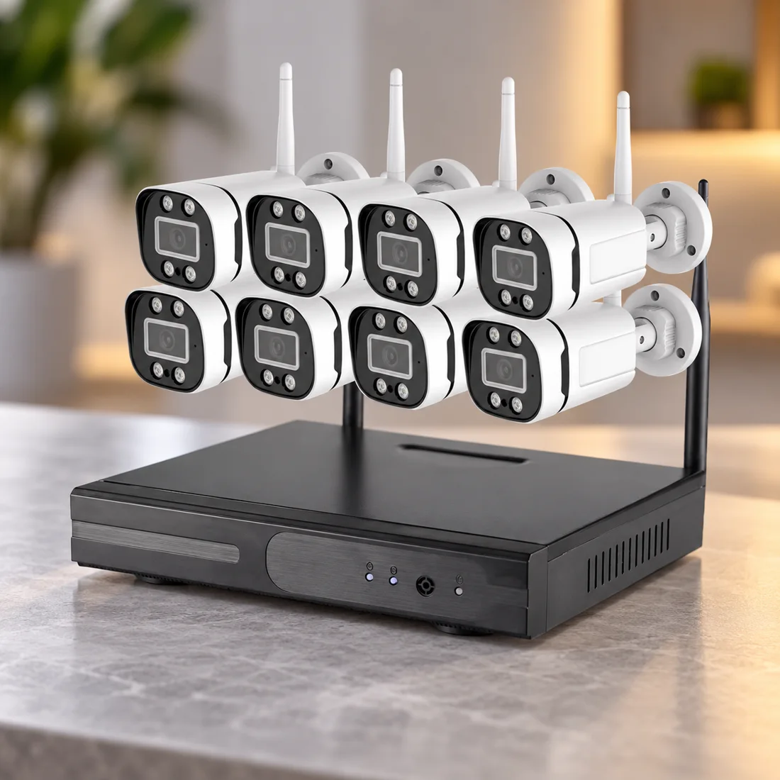 Комплект відеоспостереження DVR KIT 3308, 8 камер із реєстратором — товар у студійній композиції