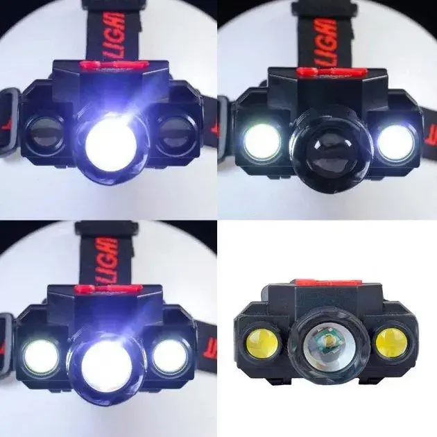 Налобний акумуляторний ліхтар KX-1805 Double Light, XPE + 2 COB — оригінальне фото 2
