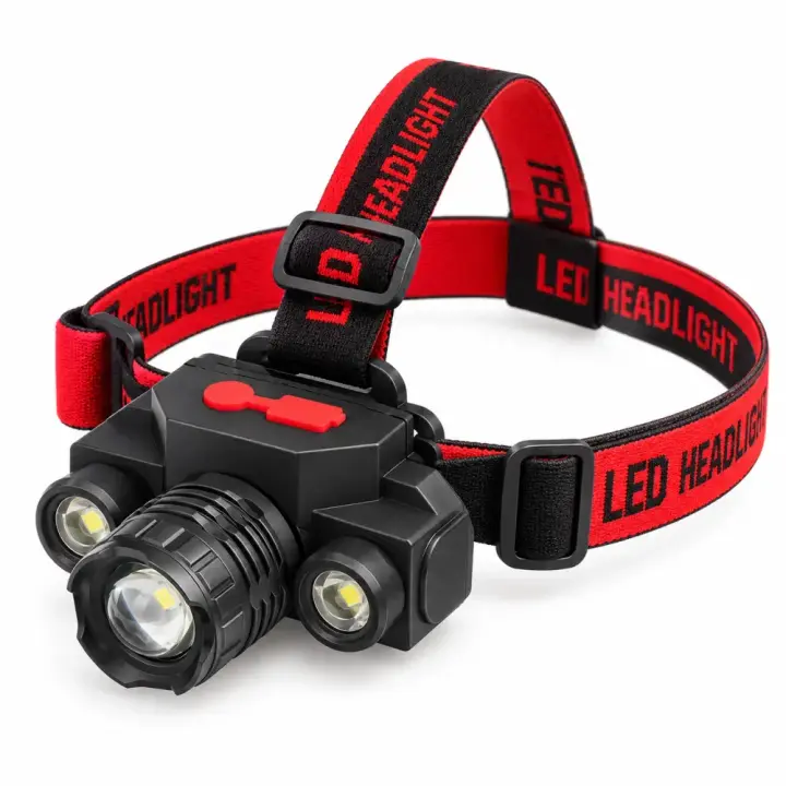 Налобний акумуляторний ліхтар KX-1805 Double Light, XPE + 2 COB — фото на білому фоні