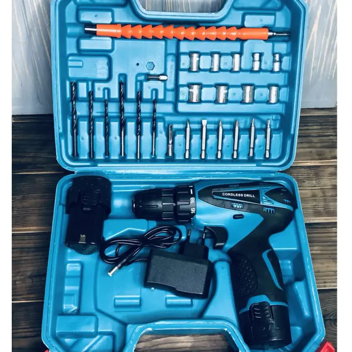 Шуруповерт Cordless Drill із насадками, батареями та зарядним пристроєм у кейсі