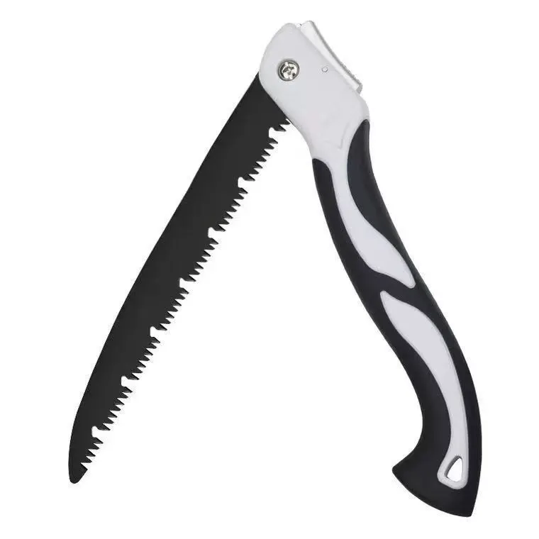 Складана садова пила Folding Saw з фіксатором, чорно-біла