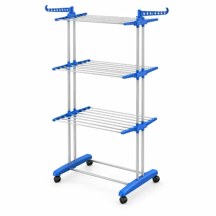 Складна триярусна сушарка для білизни Garment Rack With Wheels на коліщатках