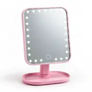 Рожеве дзеркало для макіяжу Large LED Mirror з LED-підсвічуванням